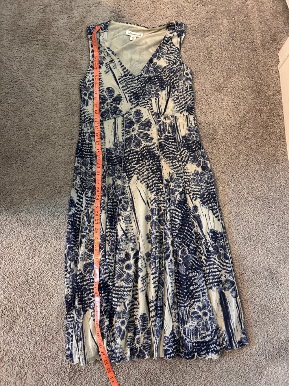 New Blue Coldwater Creek Floral Seamed Mesh  Sleeveless Dress Size 10 Lined - Picture 5 of 12